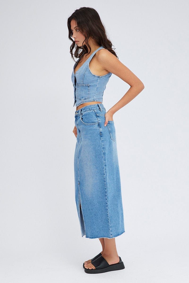 Denim Skirt Midi High Rise sold by Ally Fashion product image thumbnail 4