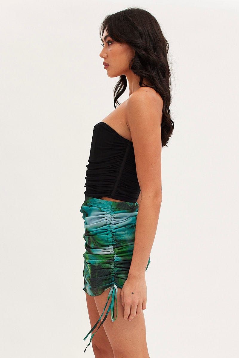 Print Abstract Print Mesh Skirt Mini Ruched sold by Ally Fashion product image thumbnail 5