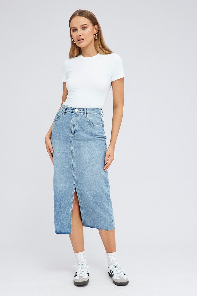 Denim Denim Skirt Midi High Rise sold by Ally Fashion product image thumbnail 3