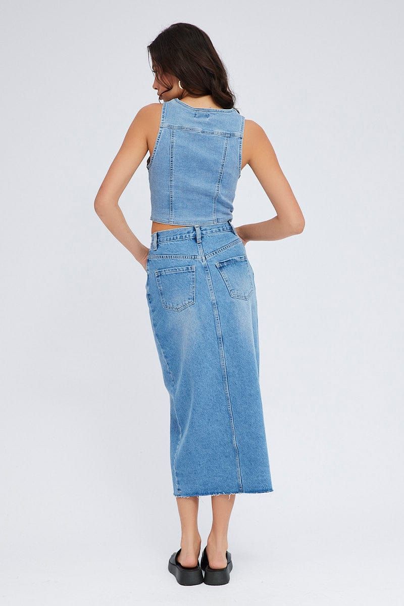Denim Skirt Midi High Rise sold by Ally Fashion product image thumbnail 5