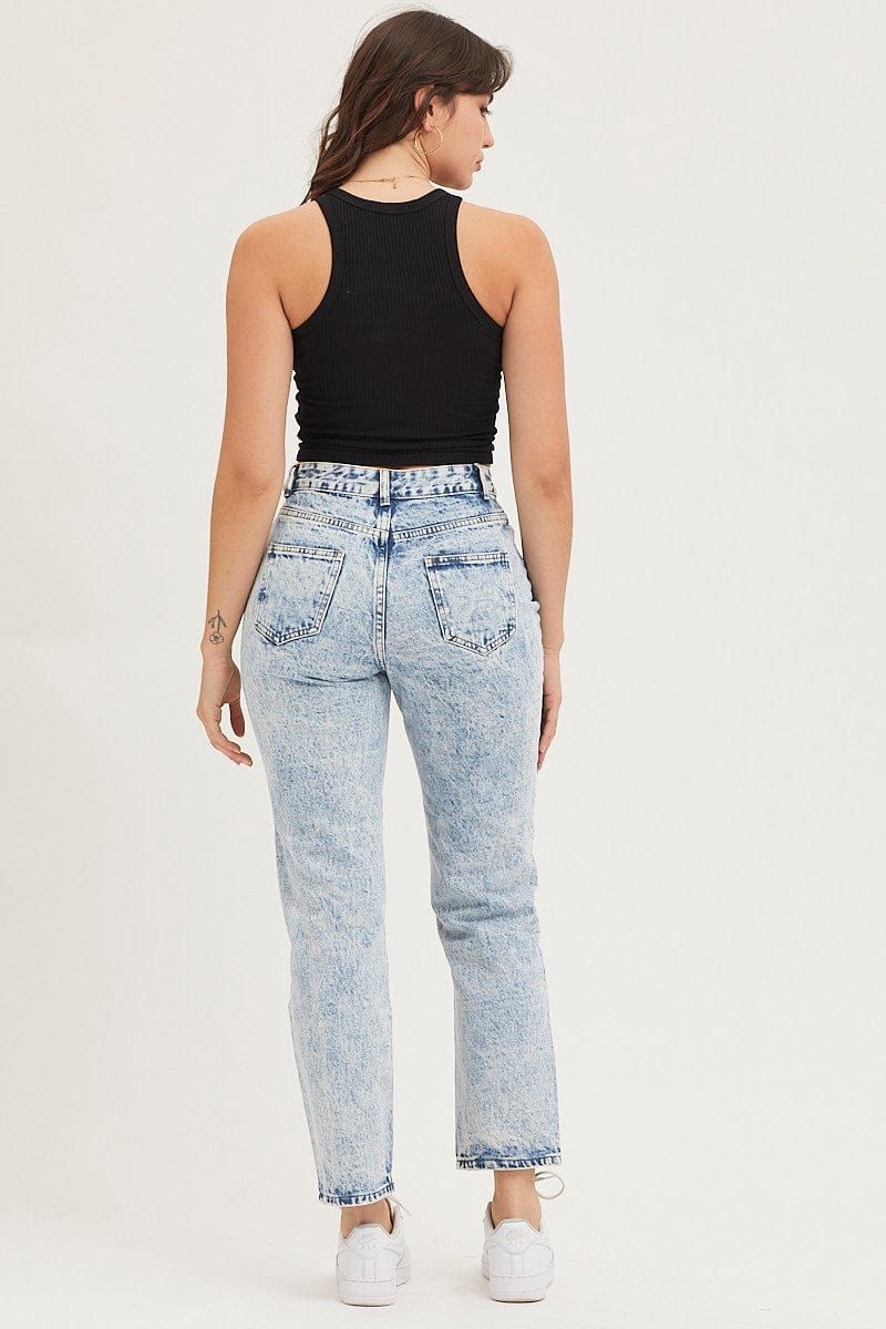 Blue Denim Jeans Mom High Rise sold by Ally Fashion product image thumbnail 5