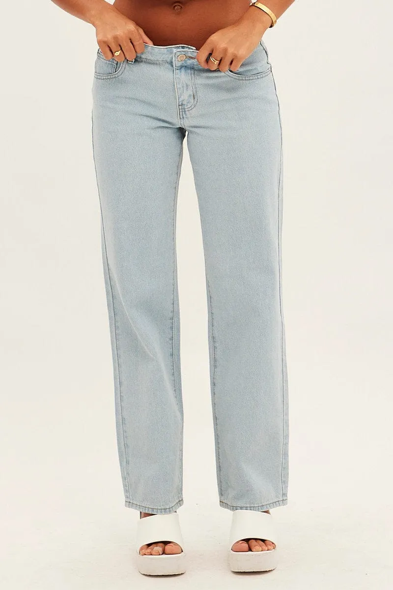 Blue Straight Denim Jeans Low Rise sold by Ally Fashion product image thumbnail 2