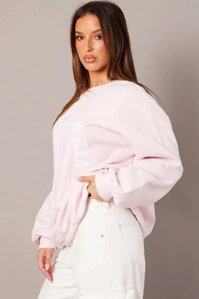 Pink Graphic Sweater Long Sleeve sold by Ally Fashion product image thumbnail 4