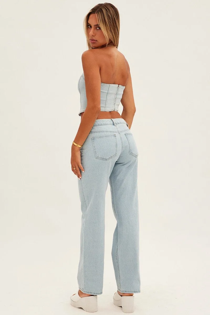 Blue Straight Denim Jeans Low Rise sold by Ally Fashion product image thumbnail 5