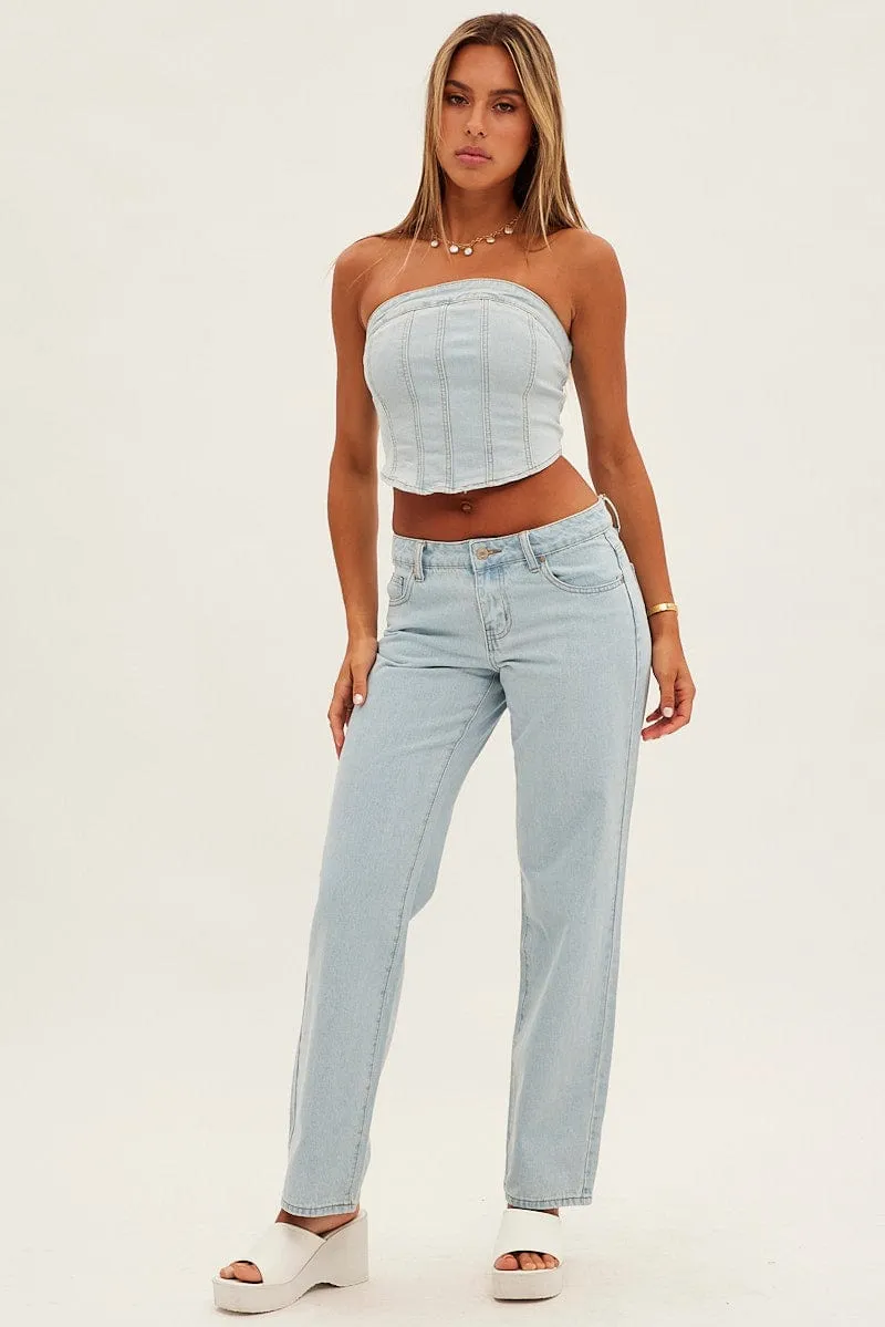 Blue Straight Denim Jeans Low Rise sold by Ally Fashion product image thumbnail 3