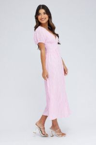 Pink Midi Dress Puff Sleeve sold by Ally Fashion
