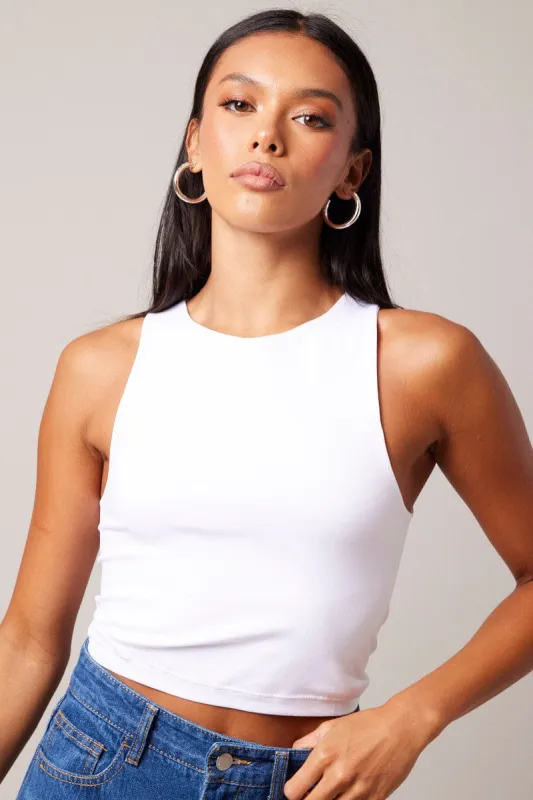 White Tank Top Crew Neck Seamless sold by Ally Fashion