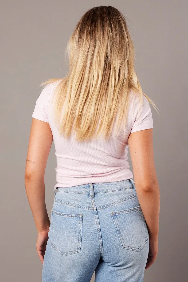 Pink T Shirt Short Sleeve Crew Neck sold by Ally Fashion product image thumbnail 5