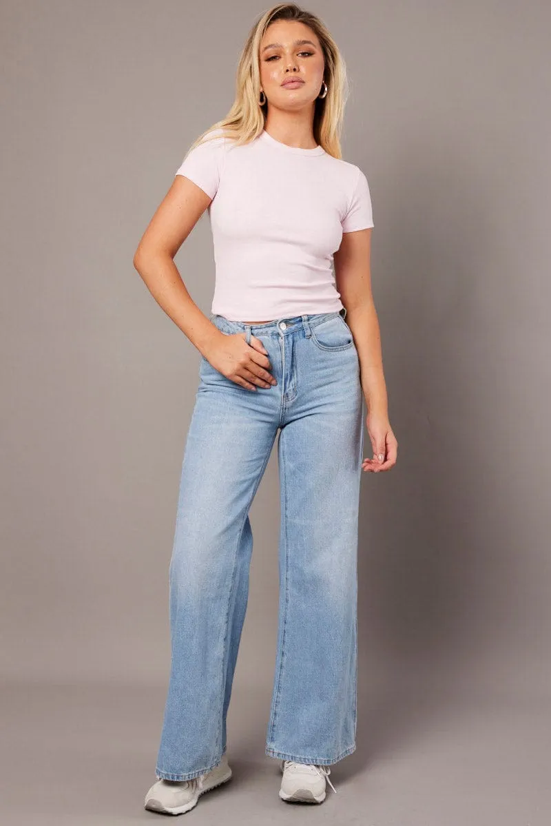 Pink T Shirt Short Sleeve Crew Neck sold by Ally Fashion product image thumbnail 3