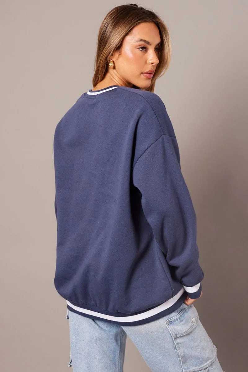 Blue Graphic Sweater Long Sleeve sold by Ally Fashion product image thumbnail 5