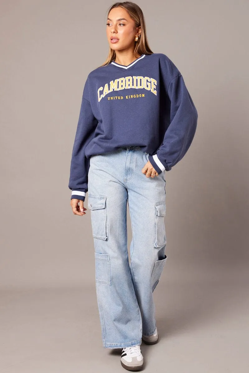 Blue Graphic Sweater Long Sleeve sold by Ally Fashion product image thumbnail 2