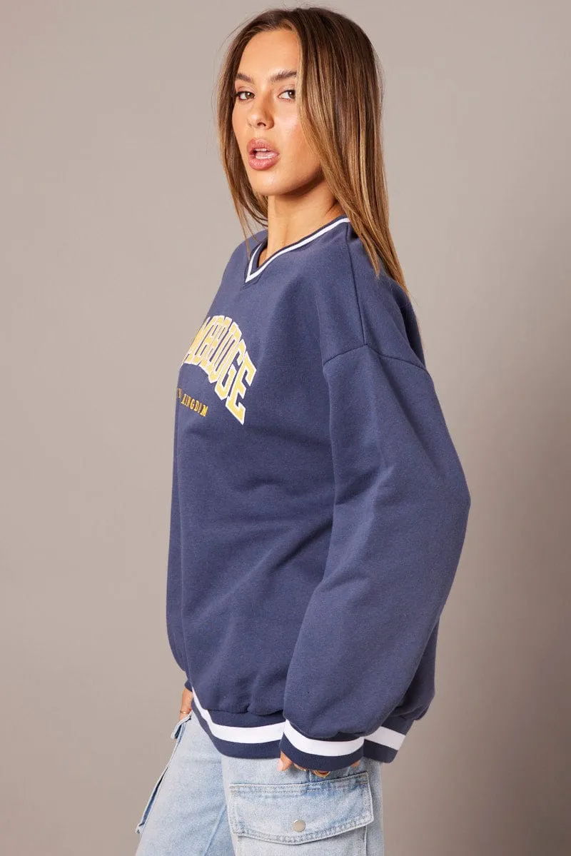 Blue Graphic Sweater Long Sleeve sold by Ally Fashion product image thumbnail 4