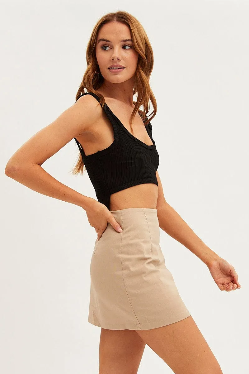 Black Crop Tank Scoop Neck Sleeveless Cutout sold by Ally Fashion product image thumbnail 4