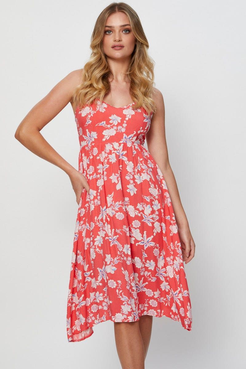 Print Midi Dress Sleeveless Square Neck sold by Ally Fashion product image thumbnail 3