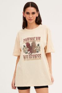 White Graphic T-Shirt Short Sleeve Oversized sold by Ally Fashion