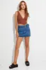 Blue Mini Skirt Low Rise Belted Denim sold by Ally Fashion