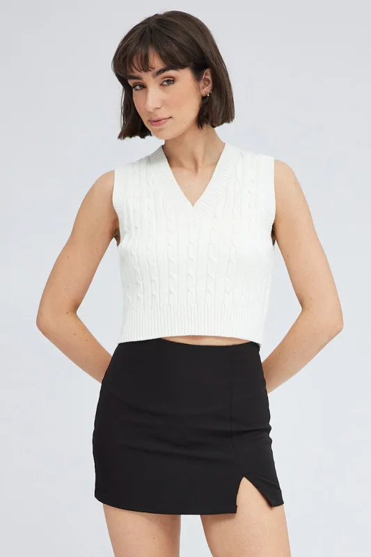 White Cable Knit Vest sold by Ally Fashion