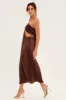Brown Plisse Midi Dress Tie Back sold by Ally Fashion