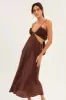 Brown Plisse Midi Dress Tie Back sold by Ally Fashion