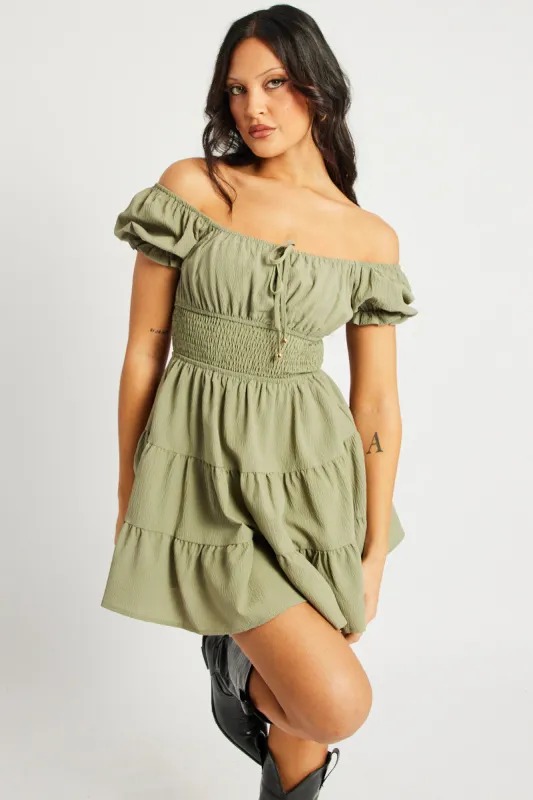Green Fit And Flare Dress Mini sold by Ally Fashion