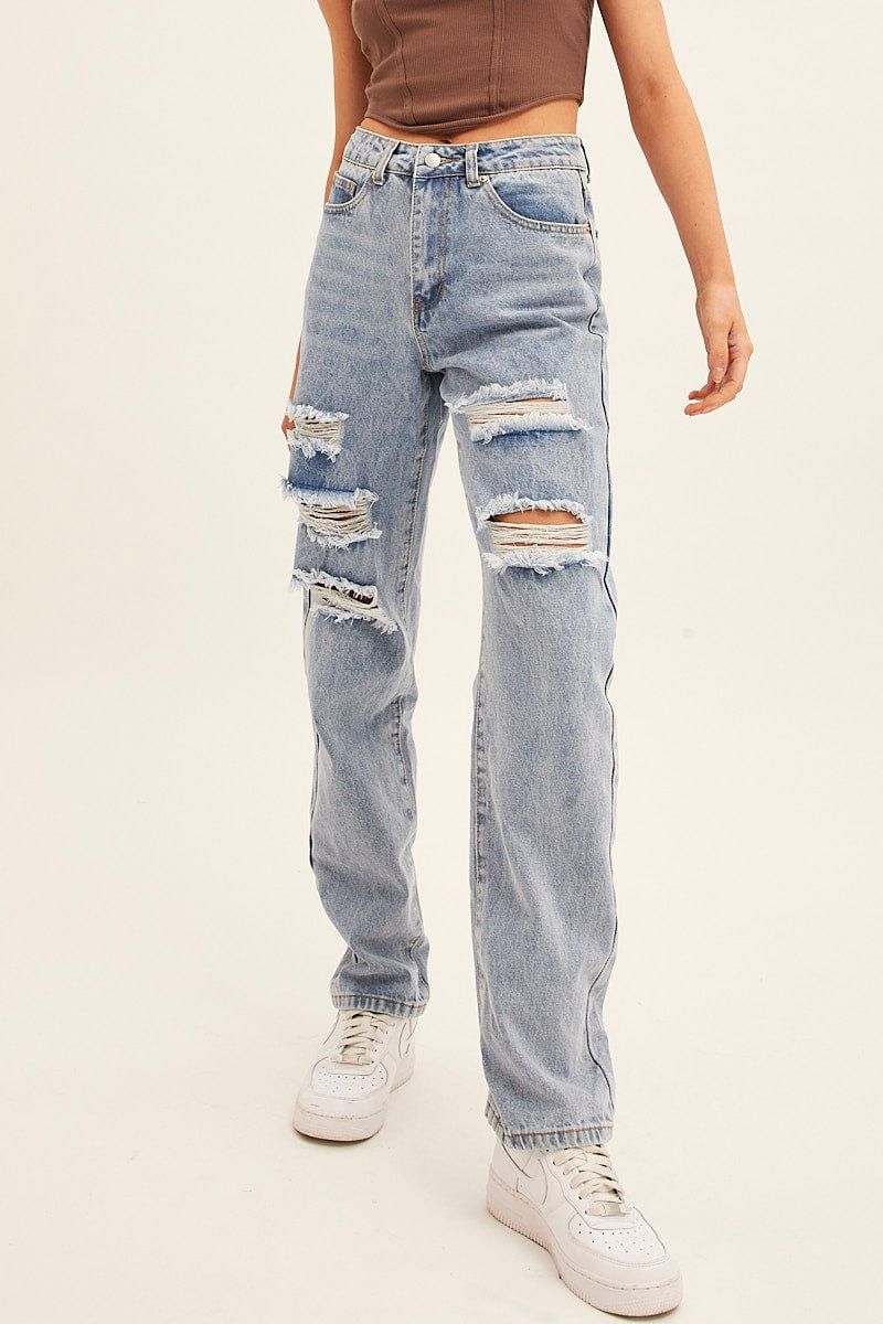 Blue Denim Jeans High Rise Boyfriend sold by Ally Fashion product image thumbnail 2