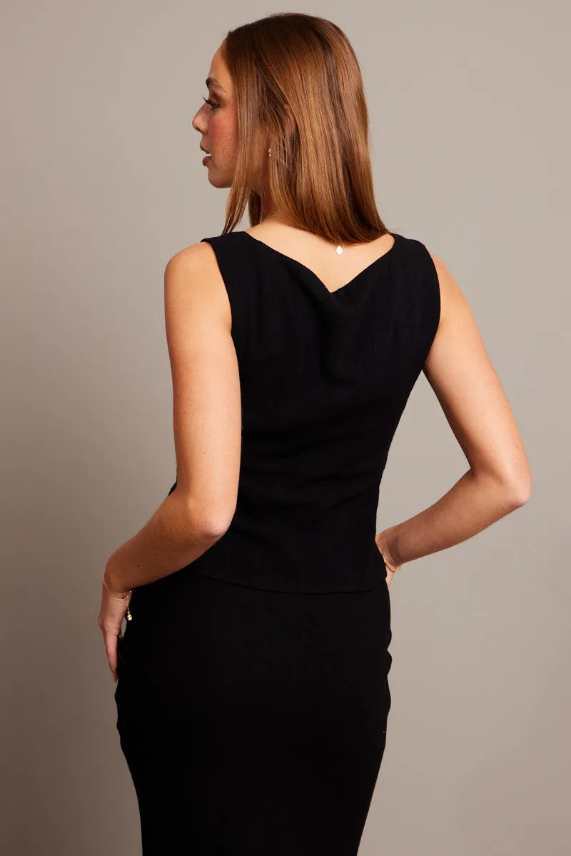 Black Top Sleeveless Button Front sold by Ally Fashion product image thumbnail 5
