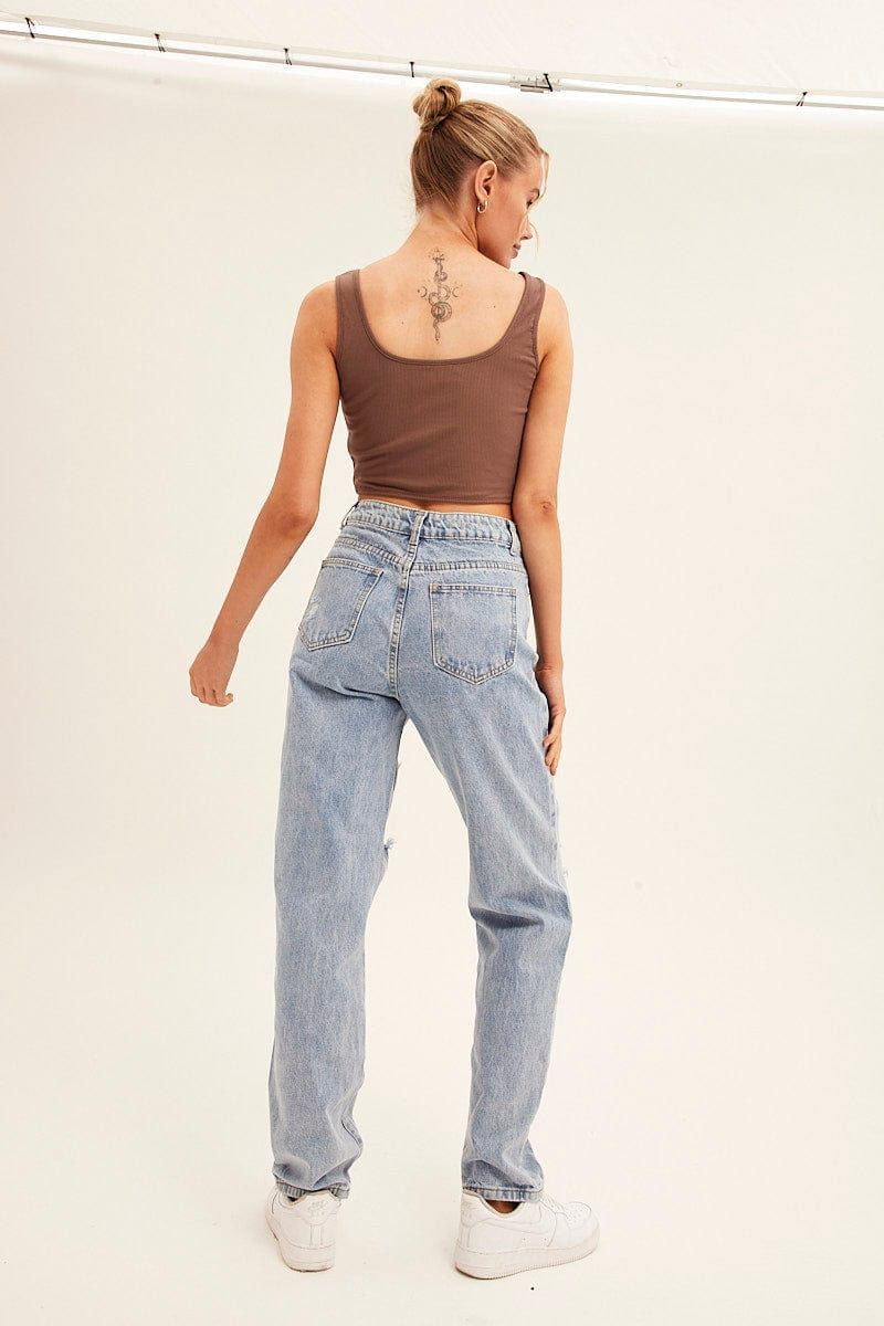 Blue Denim Jeans High Rise Boyfriend sold by Ally Fashion product image thumbnail 5