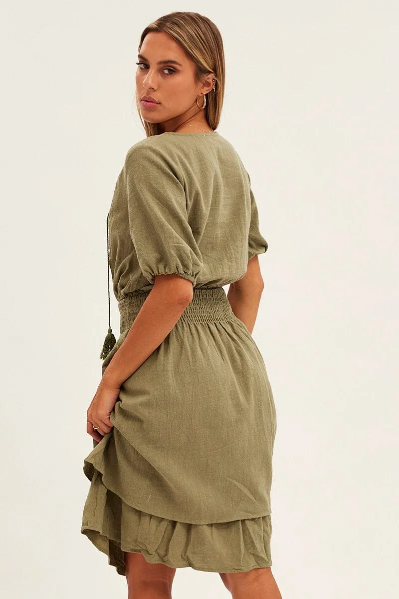 Green Midi Dress Short Sleeve V Neck sold by Ally Fashion product image thumbnail 5