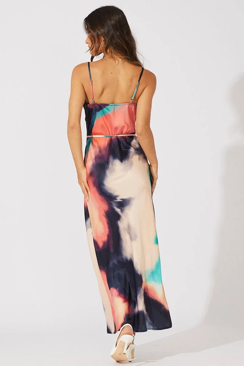 Multi Abstract Maxi Dress Cowl Neck Satin sold by Ally Fashion product image thumbnail 5