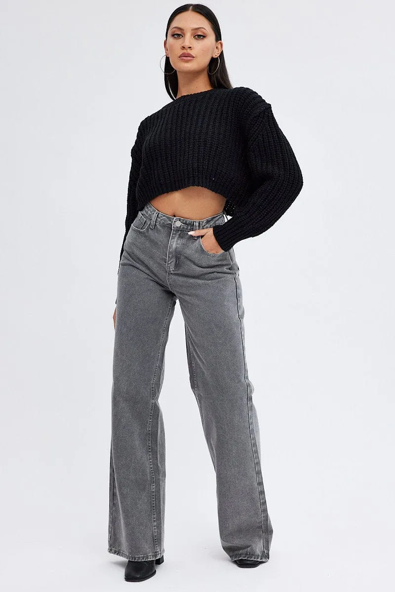 Grey Baggy Jeans Mid Rise sold by Ally Fashion product image thumbnail 3