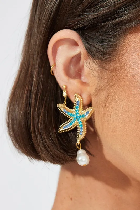 Blue Starfish Earrings sold by Ally Fashion
