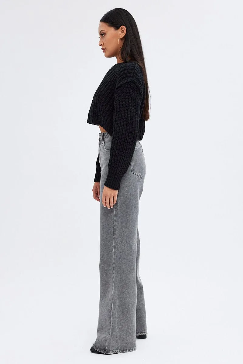 Grey Baggy Jeans Mid Rise sold by Ally Fashion product image thumbnail 4