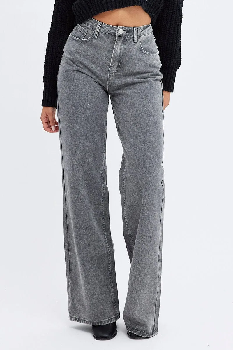 Grey Baggy Jeans Mid Rise sold by Ally Fashion product image thumbnail 2