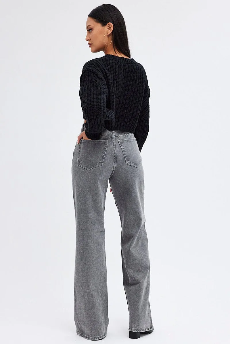 Grey Baggy Jeans Mid Rise sold by Ally Fashion product image thumbnail 5