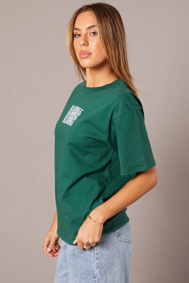 Green Graphic Tee Short Sleeve sold by Ally Fashion product image thumbnail 4