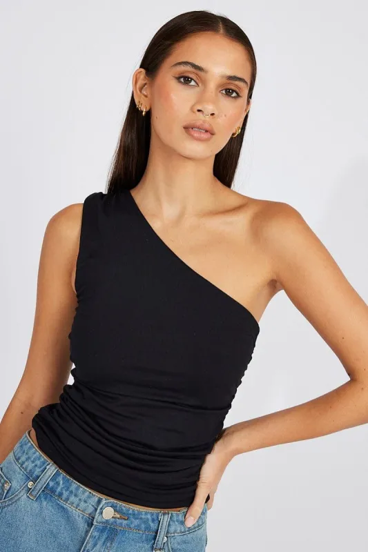 Black Supersoft Top One Shoulder sold by Ally Fashion