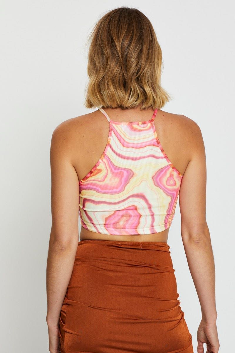Abstract Print Crop Top Halter Neck sold by Ally Fashion product image thumbnail 5