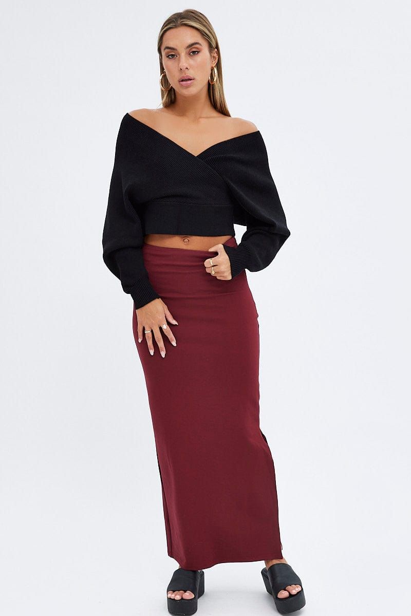 Black Knit Top Long Sleeve Cross Over sold by Ally Fashion product image thumbnail 2