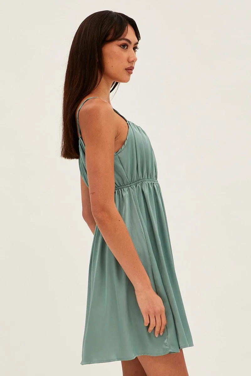 Green Nightie Sleeveless Scoop Necksatin Slip Dress sold by Ally Fashion product image thumbnail 4