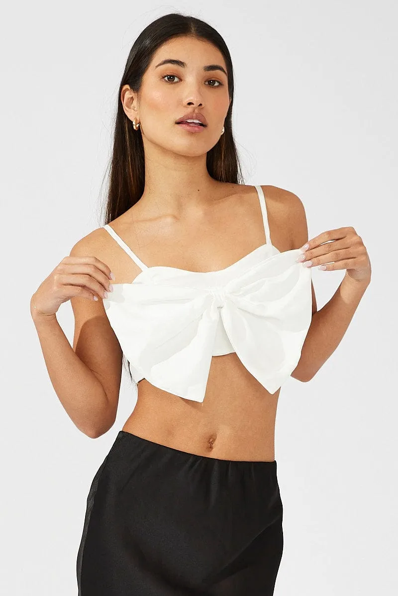 White Crop Top Strappy Oversized 3d Bow sold by Ally Fashion product image thumbnail 3