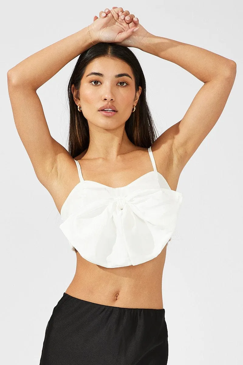 White Crop Top Strappy Oversized 3d Bow sold by Ally Fashion