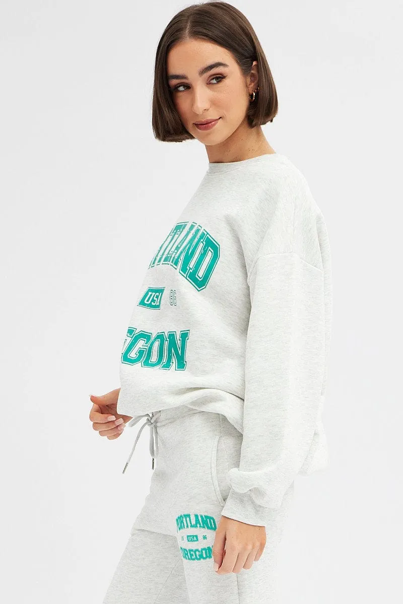 Grey Graphic Sweater Long Sleeves sold by Ally Fashion product image thumbnail 4