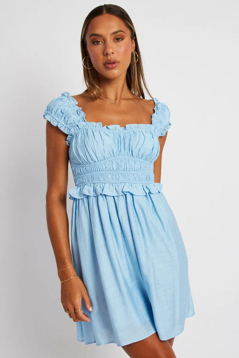 Blue Fit And Flare Dress Sleeveless sold by Ally Fashion product image thumbnail 3