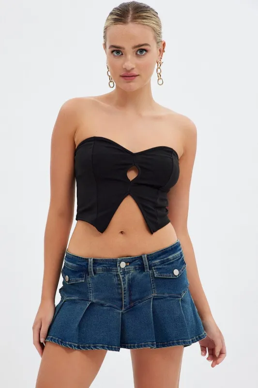 Black Keyhole Bandeau Top Sweetheart sold by Ally Fashion