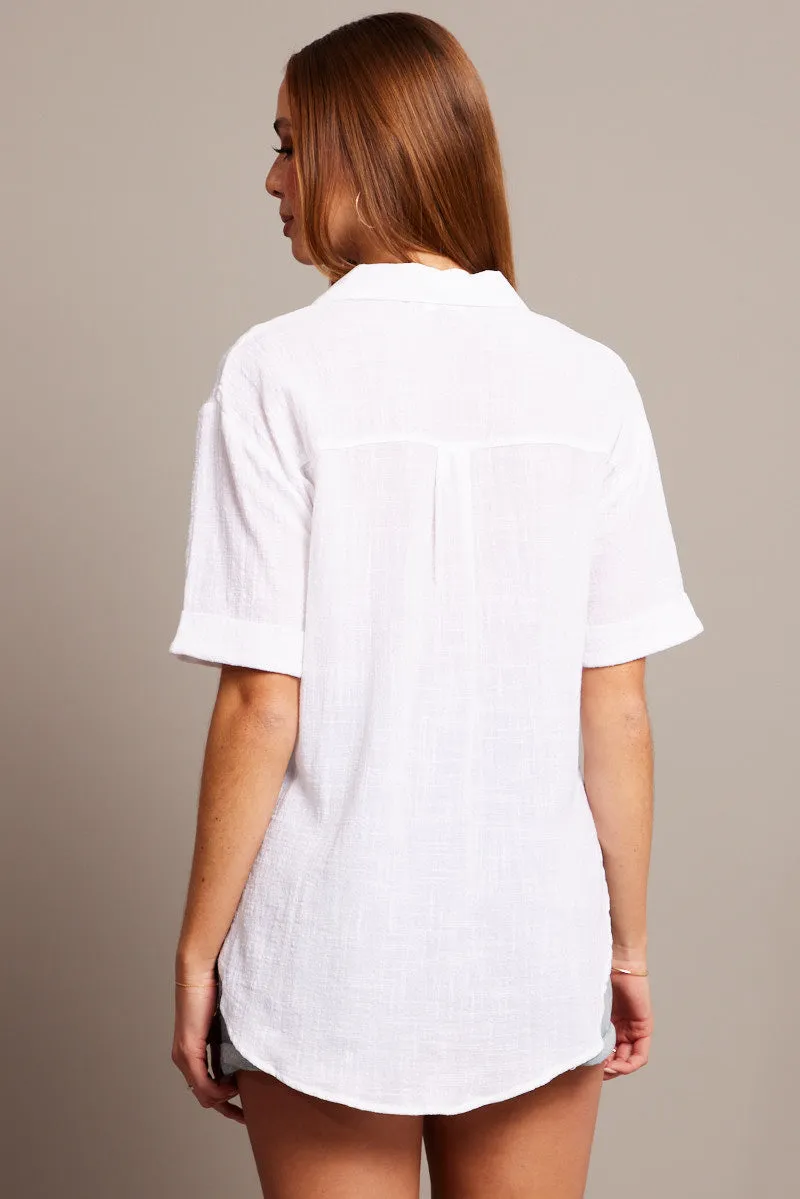 White Relaxed Shirt Short Sleeve sold by Ally Fashion product image thumbnail 5