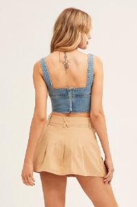 Blue Corset Top Sleeveless Crop Stretch Denim sold by Ally Fashion