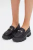 Black Chunky Sole Buckle Loafers sold by Ally Fashion