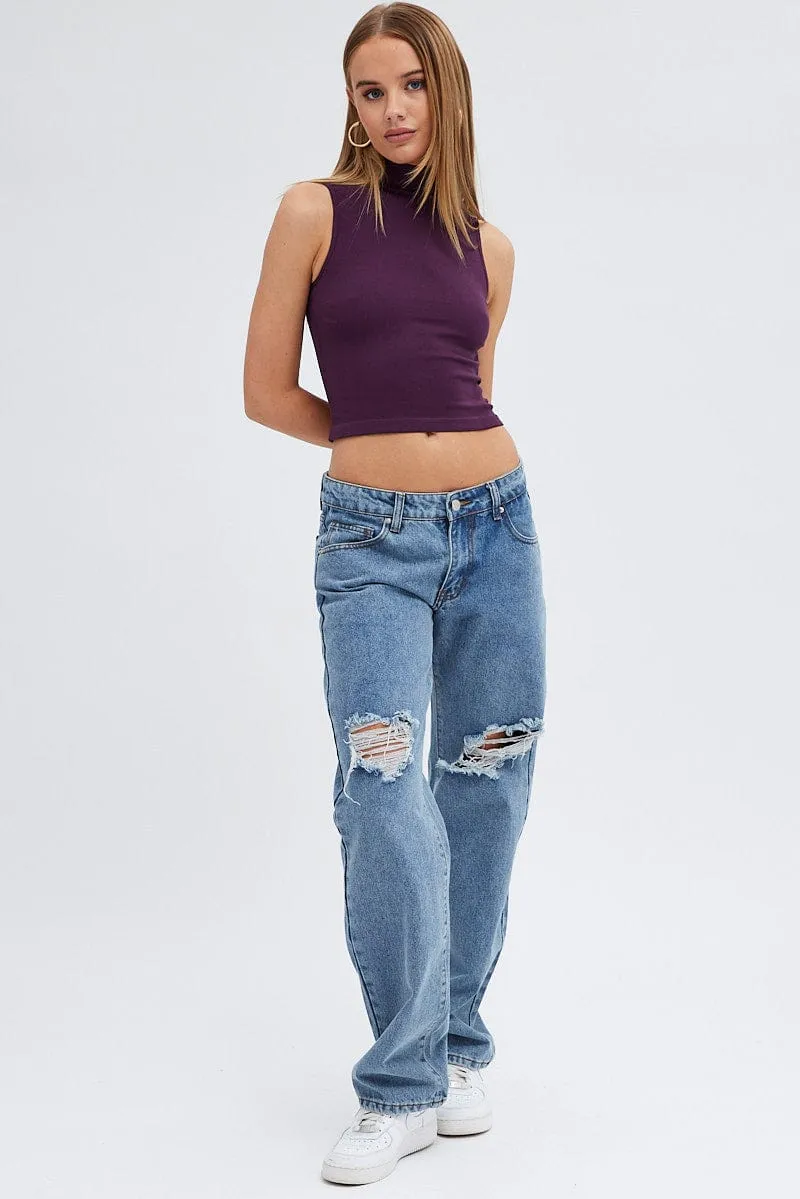 Purple Tank Top Sleeveless High neck Seamless sold by Ally Fashion product image thumbnail 2