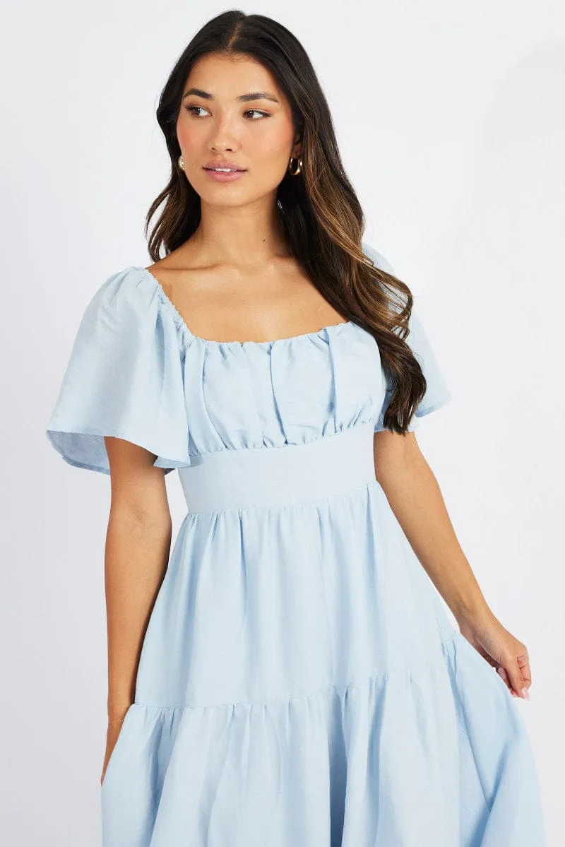 Blue Maxi Dress Square Neck Tiered sold by Ally Fashion product image thumbnail 3