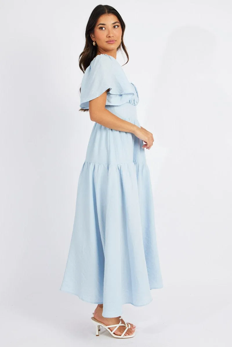 Blue Maxi Dress Square Neck Tiered sold by Ally Fashion product image thumbnail 4